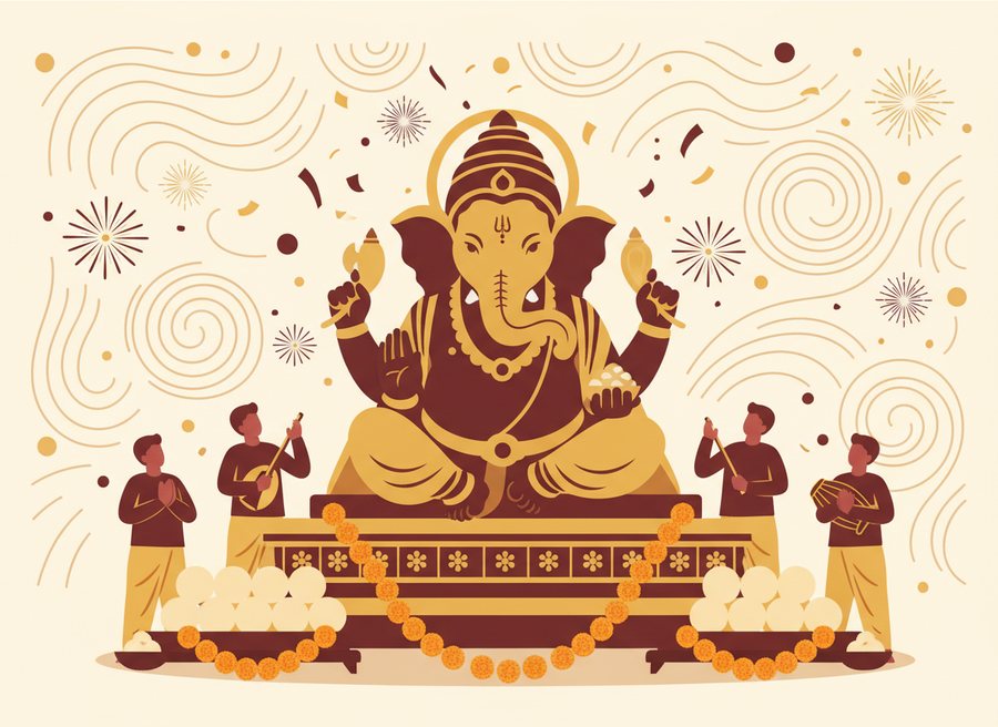 Ganesh Chaturthi — festival illustration