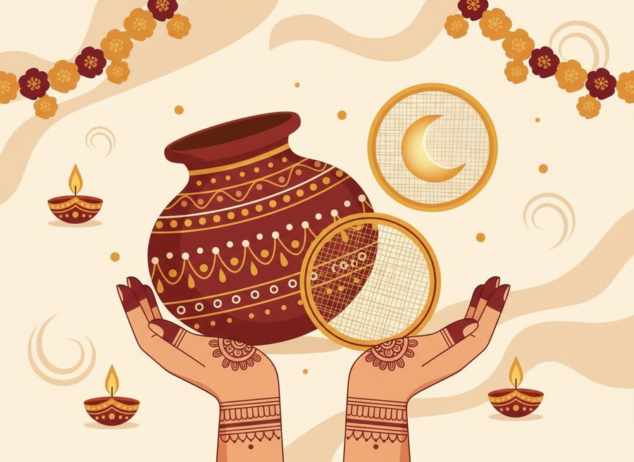 Karwa Chauth — festival illustration