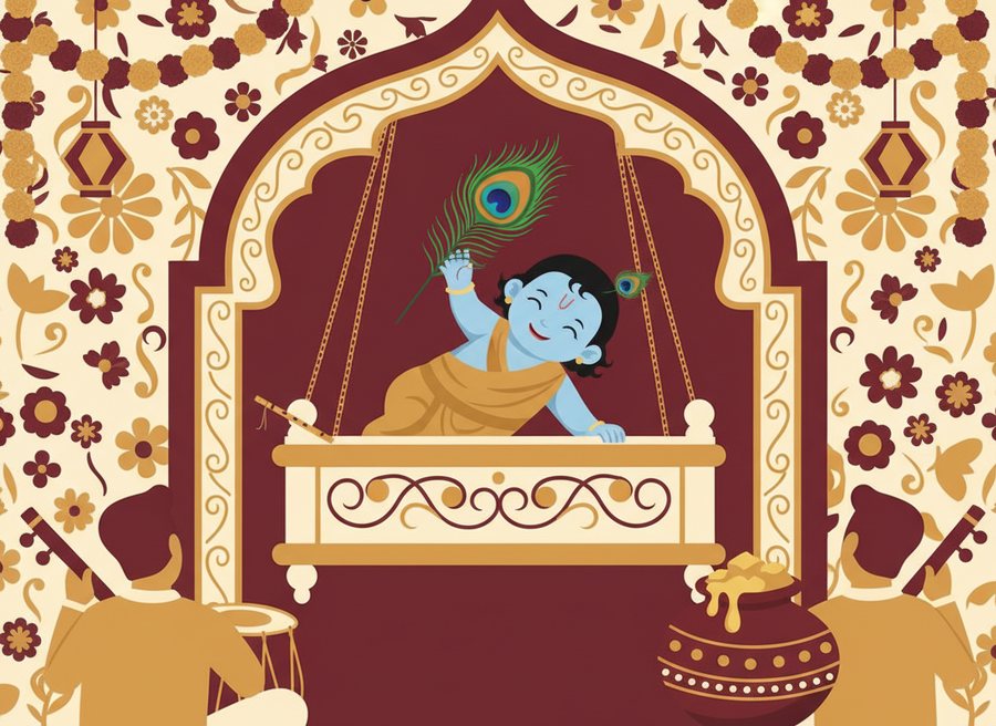Krishna Janmashtami — festival illustration